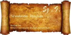 Szvoboda Ibolya névjegykártya